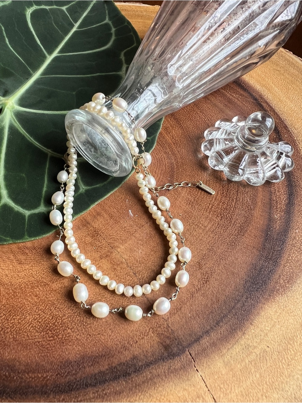 Set of Two. Elegant Pearl Anklets- Ivory Pearls